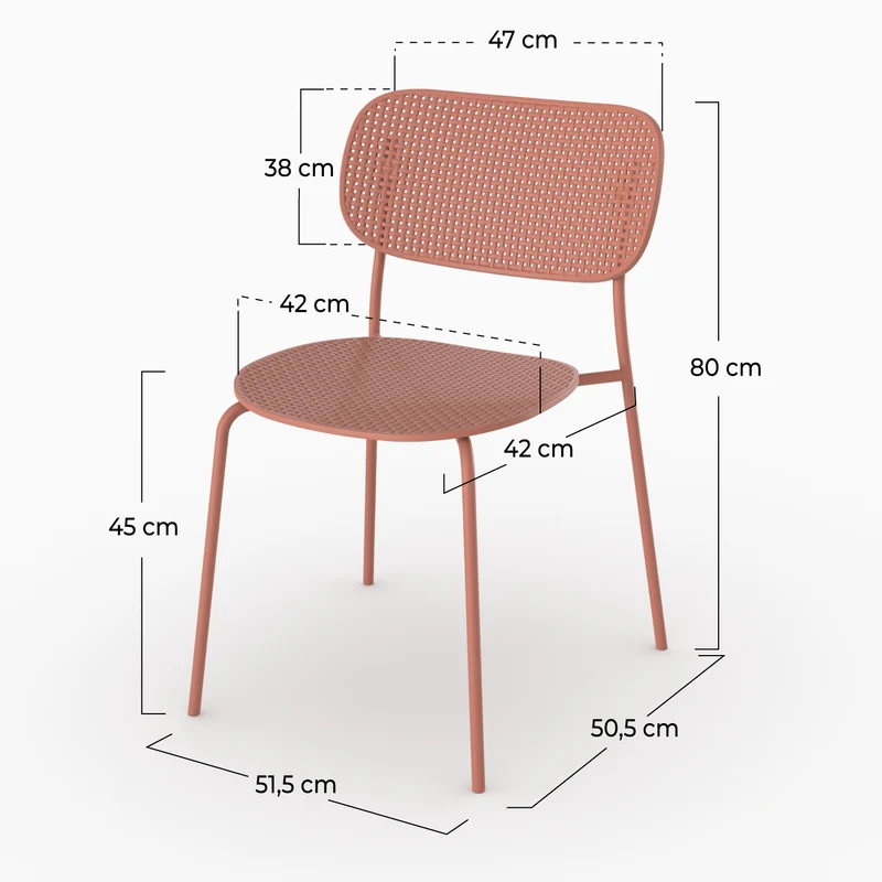 Lot de 2 chaises de jardin empilables Géa en plastique vieux rose