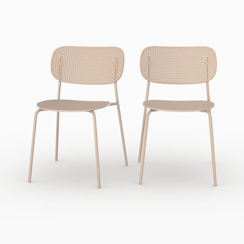 Lot de 2 chaises de jardin empilables Géa en plastique beige