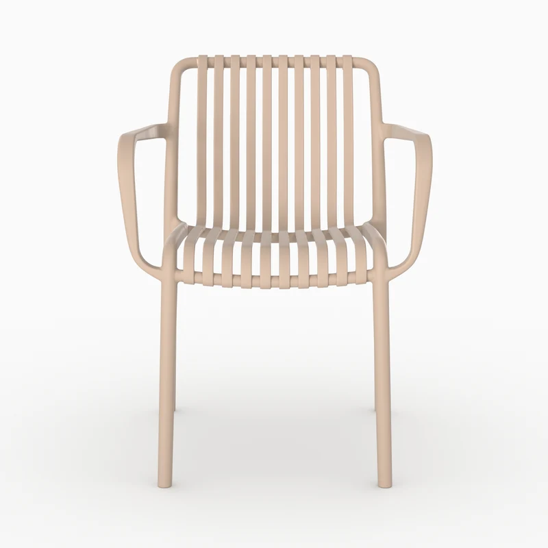 Lot de 2 chaises de jardin empilables Ivy en plastique avec accoudoirs beige