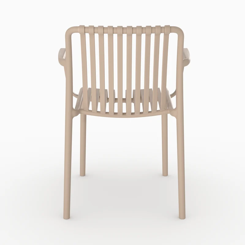 Lot de 2 chaises de jardin empilables Ivy en plastique avec accoudoirs beige