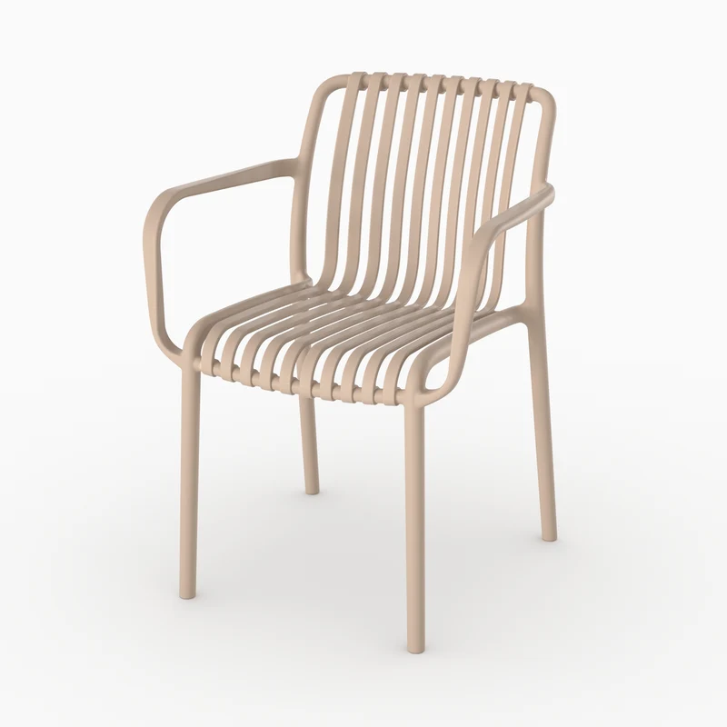 Lot de 2 chaises de jardin empilables Ivy en plastique avec accoudoirs beige