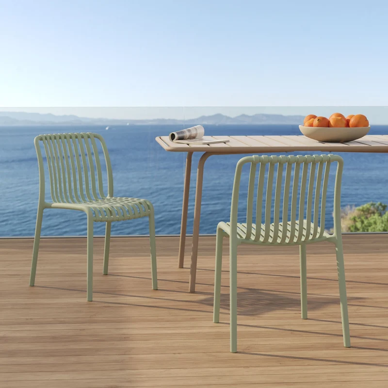 Lot de 2 chaises de jardin empilables Duli en plastique vert pastel