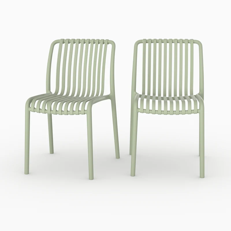 Lot de 2 chaises de jardin empilables Duli en plastique vert pastel