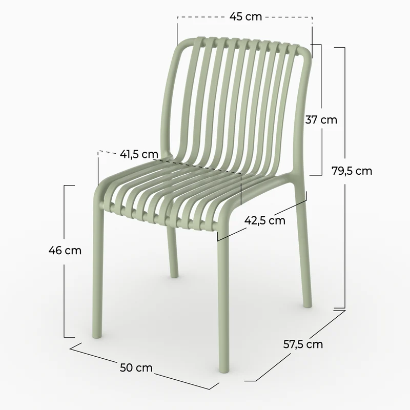 Lot de 2 chaises de jardin empilables Duli en plastique vert pastel
