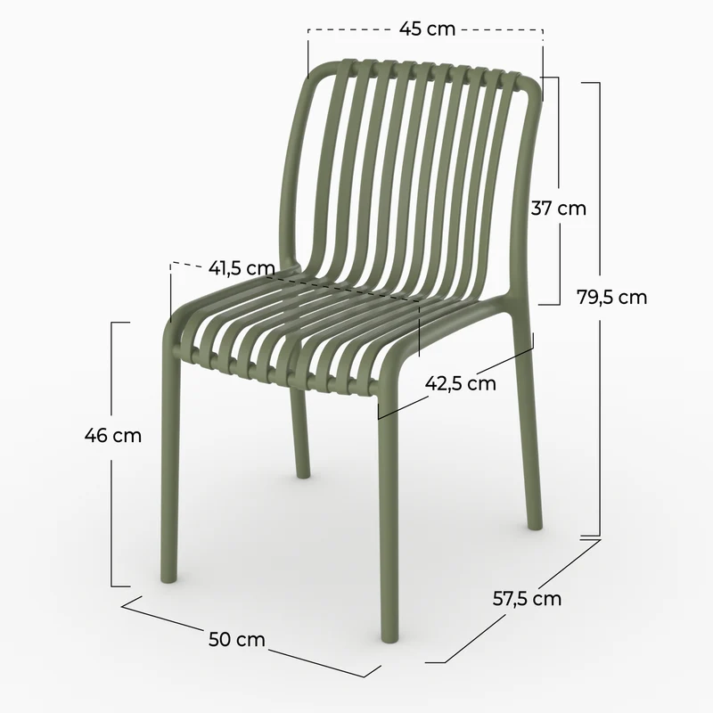Lot de 2 chaises de jardin empilables Duli en plastique vert kaki
