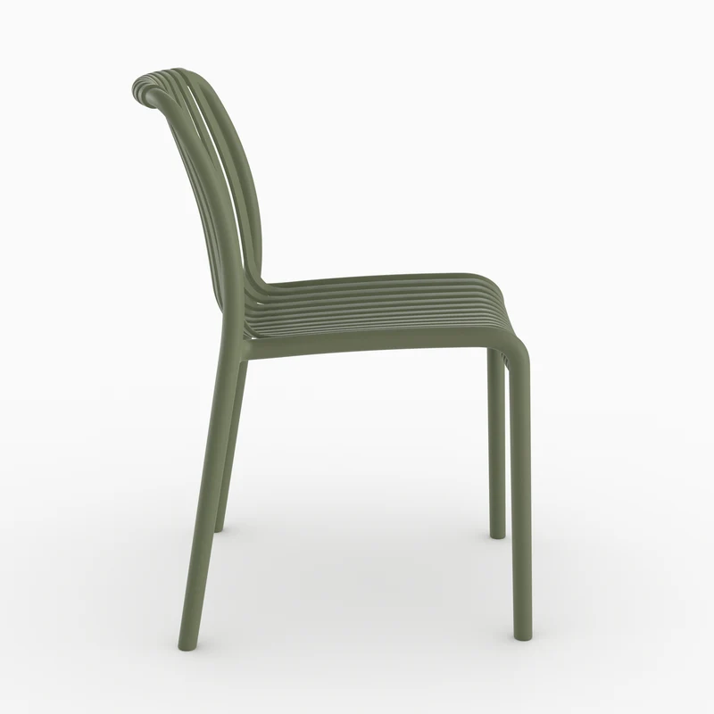 Lot de 2 chaises de jardin empilables Duli en plastique vert kaki