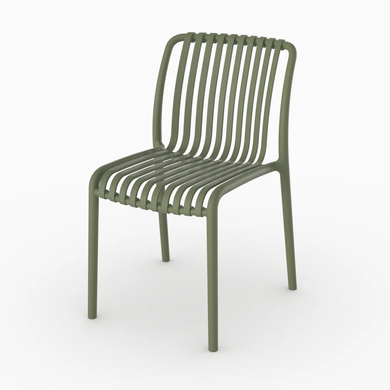 Lot de 2 chaises de jardin empilables Duli en plastique vert kaki