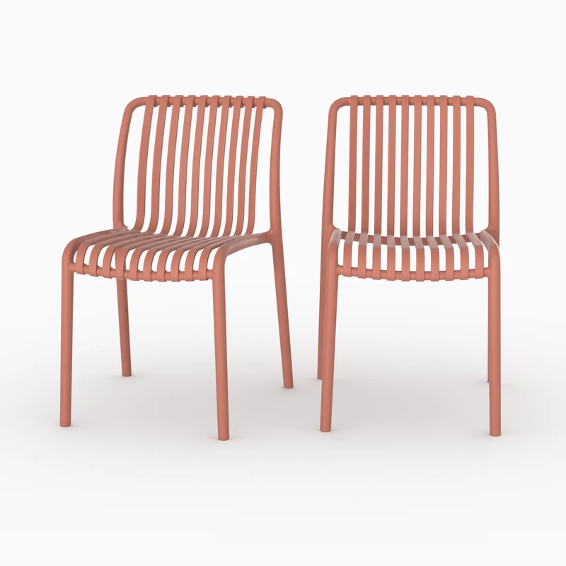 Lot de 2 chaises de jardin empilables Duli en plastique vieux rose