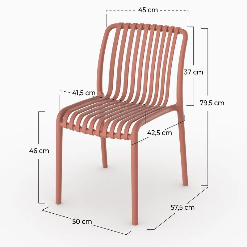 Lot de 2 chaises de jardin empilables Duli en plastique vieux rose