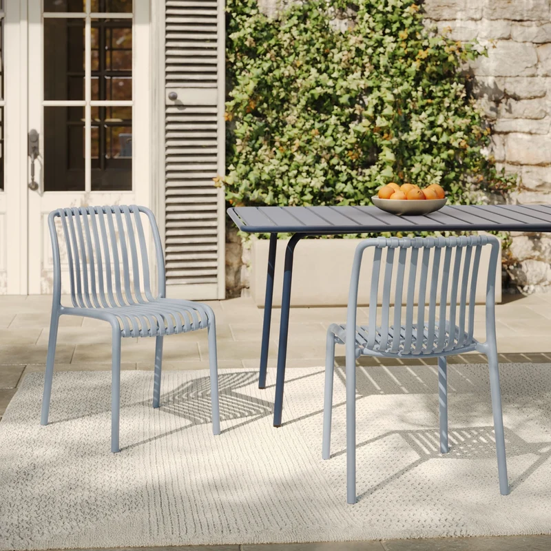 Lot de 2 chaises de jardin empilables Duli en plastique bleu pastel