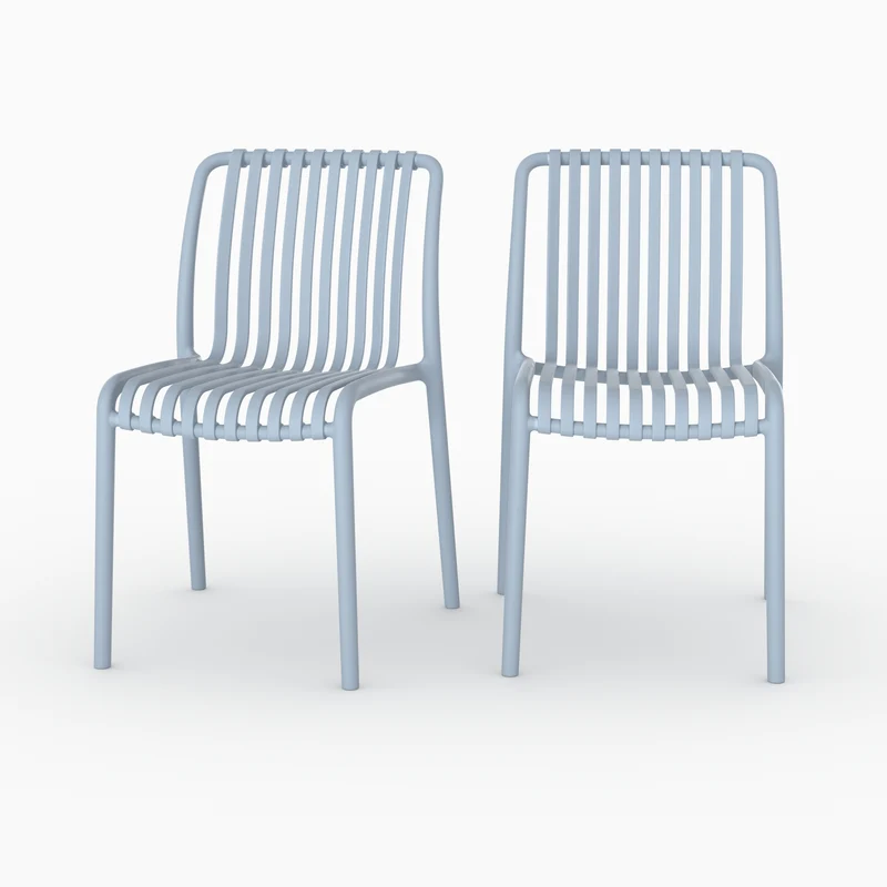 Lot de 2 chaises de jardin empilables Duli en plastique bleu pastel