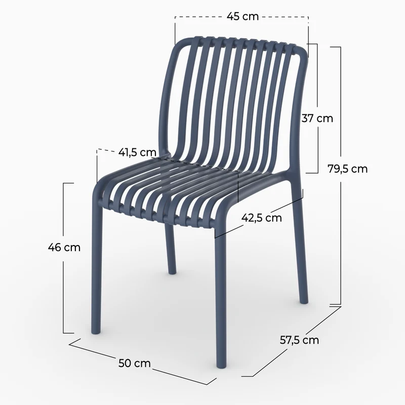 Lot de 2 chaises de jardin empilables Duli en plastique bleu marine