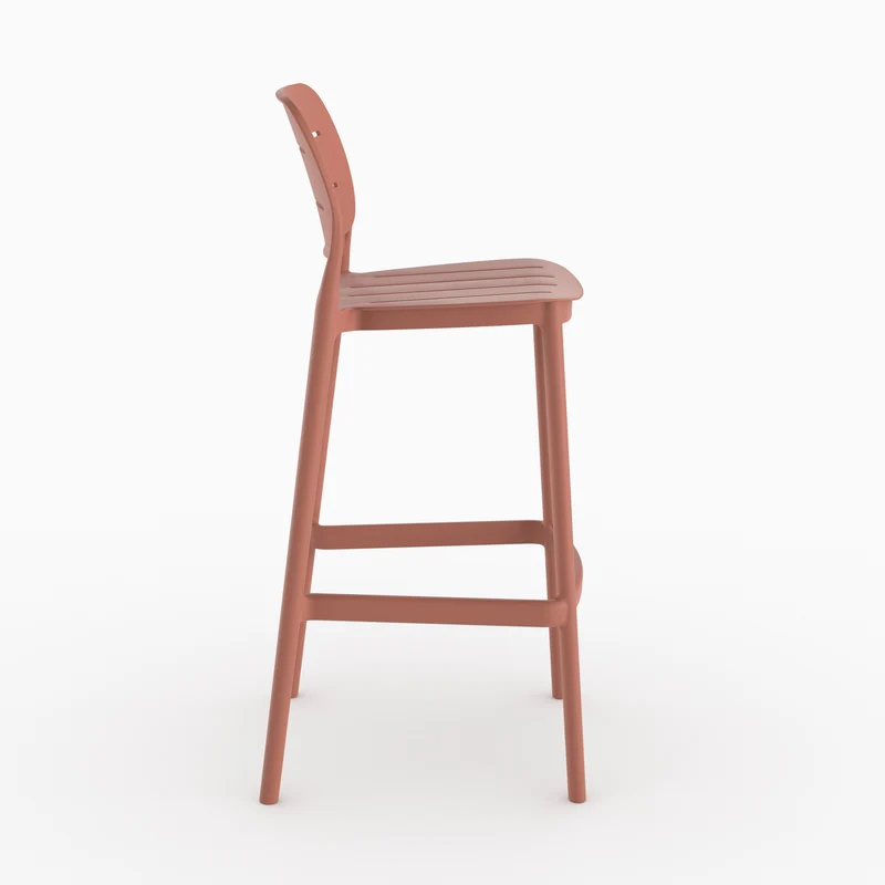 Lot de 2 chaises de bar de jardin Lola 75 cm en plastique vieux rose