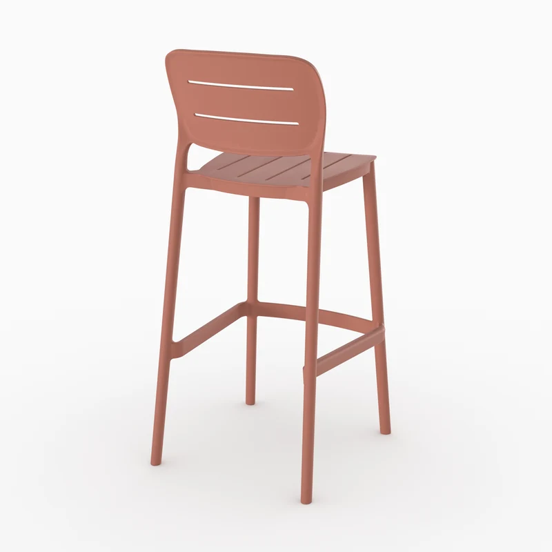 Lot de 2 chaises de bar de jardin Lola 75 cm en plastique vieux rose