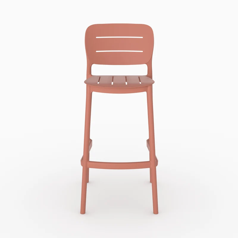 Lot de 2 chaises de bar de jardin Lola 75 cm en plastique vieux rose