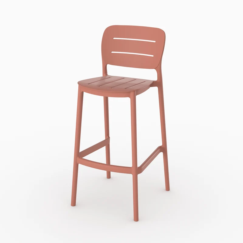 Lot de 2 chaises de bar de jardin Lola 75 cm en plastique vieux rose