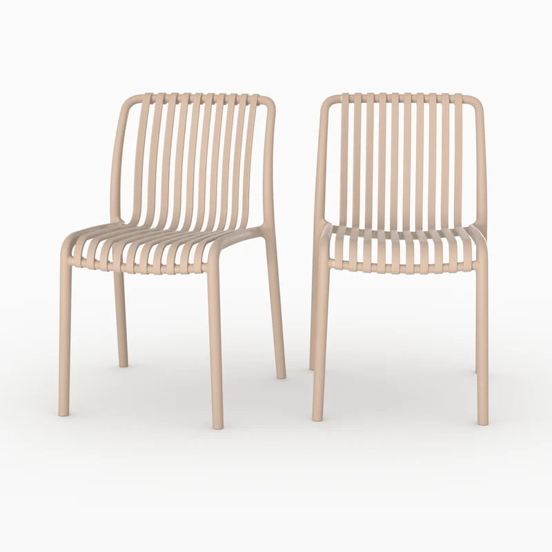 Lot de 2 chaises de jardin empilables Duli en plastique beige