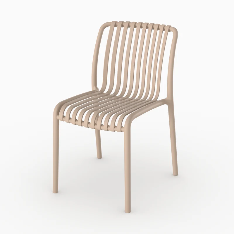 Lot de 2 chaises de jardin empilables Duli en plastique beige