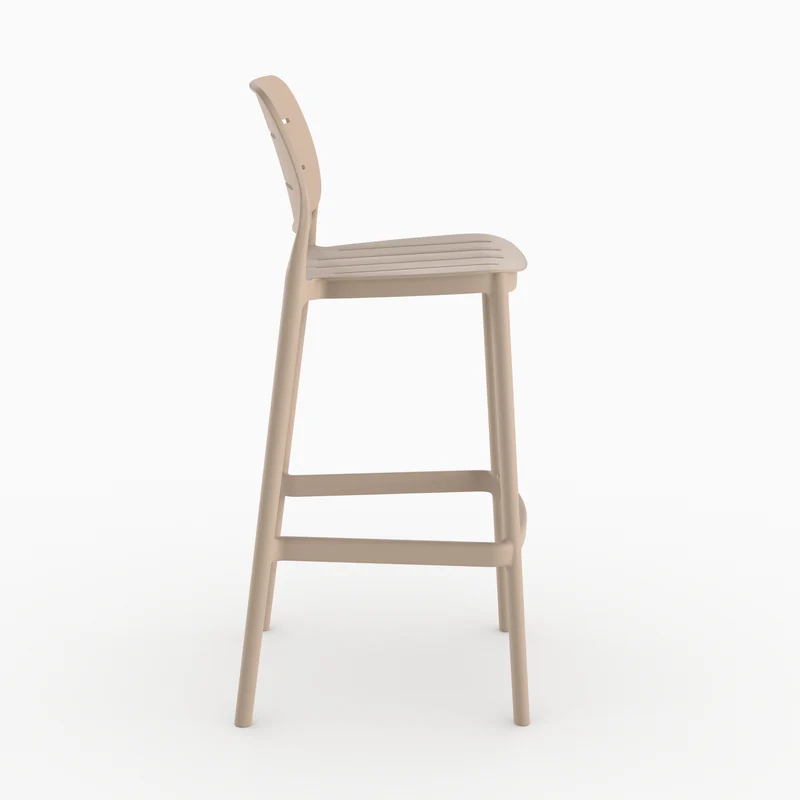 Lot de 2 chaises de bar de jardin Lola 75 cm en plastique beige