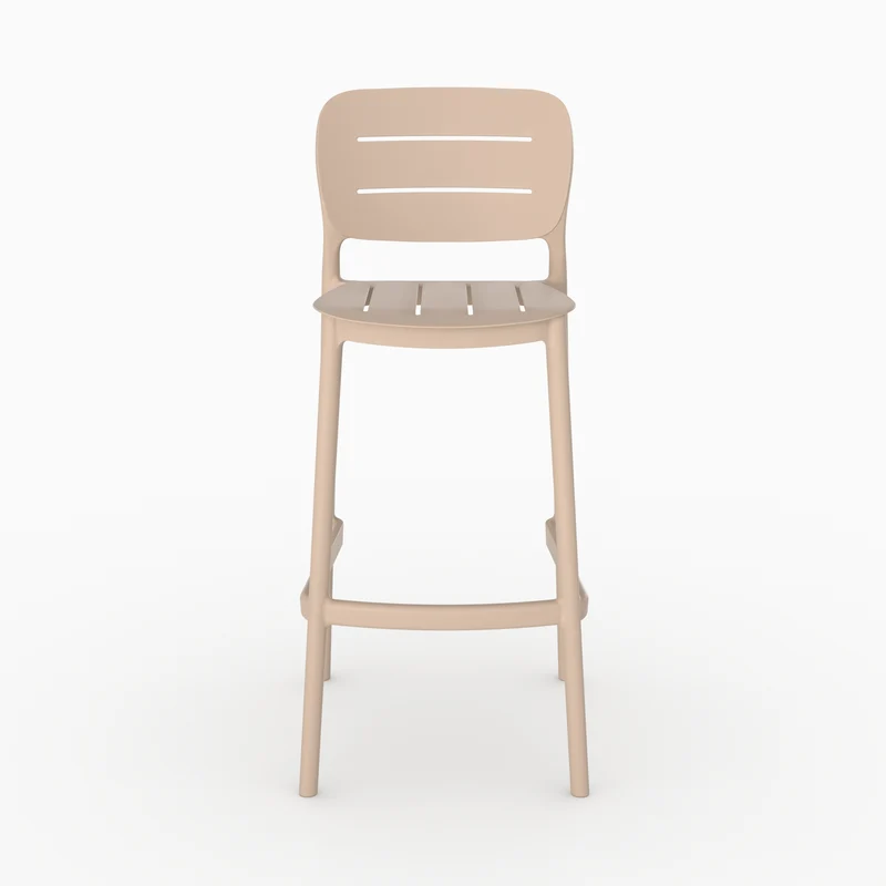 Lot de 2 chaises de bar de jardin Lola 75 cm en plastique beige