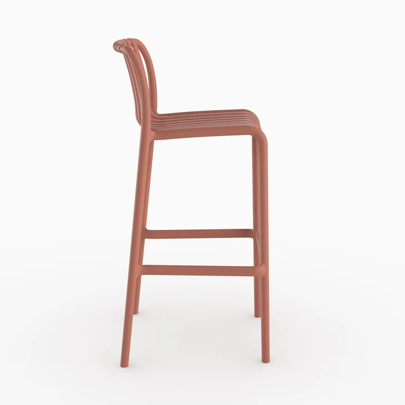 Lot de 2 chaises de bar de jardin Duli 76 cm en plastique vieux rose