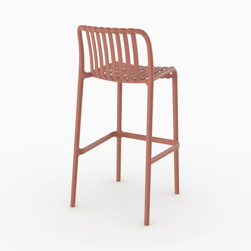 Lot de 2 chaises de bar de jardin Duli 76 cm en plastique vieux rose