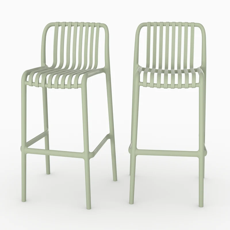 Lot de 2 chaises de bar de jardin Duli 76 cm en plastique vert pastel