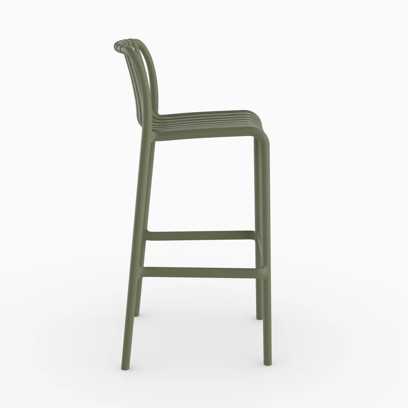 Lot de 2 chaises de bar de jardin Duli 76 cm en plastique vert kaki