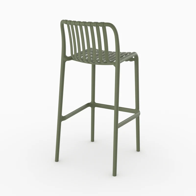Lot de 2 chaises de bar de jardin Duli 76 cm en plastique vert kaki