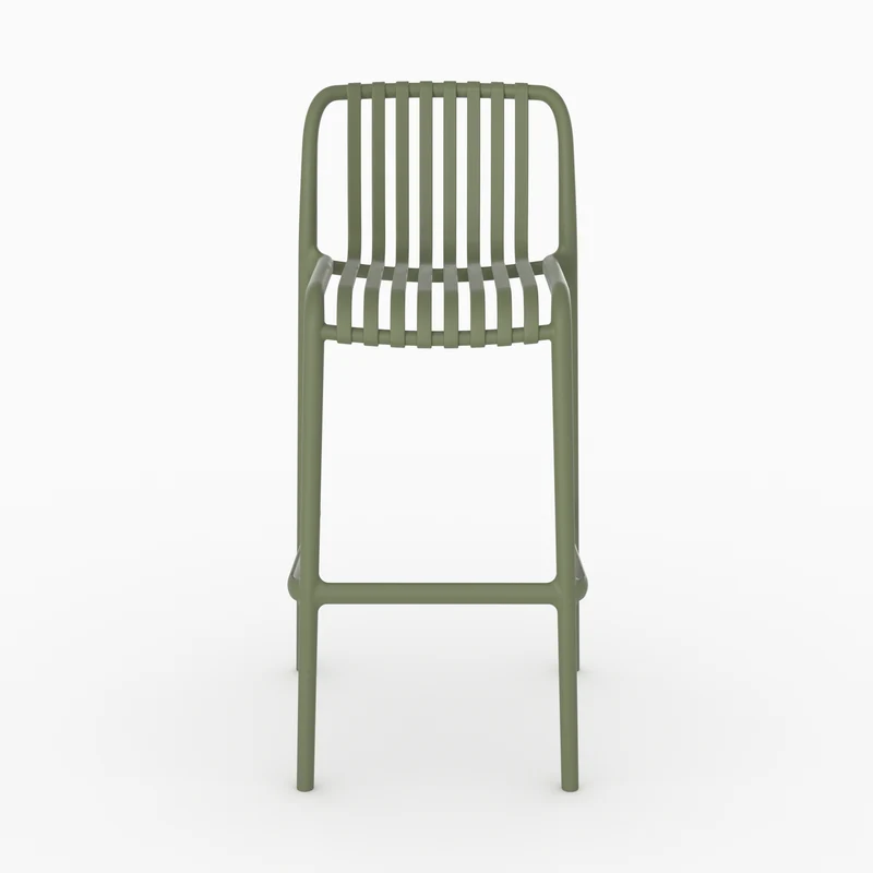 Lot de 2 chaises de bar de jardin Duli 76 cm en plastique vert kaki