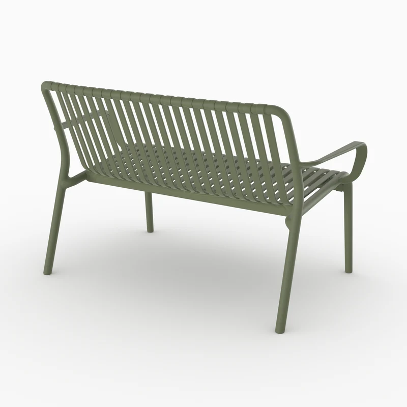 Banquette de jardin Ivy en plastique vert kaki 2 places