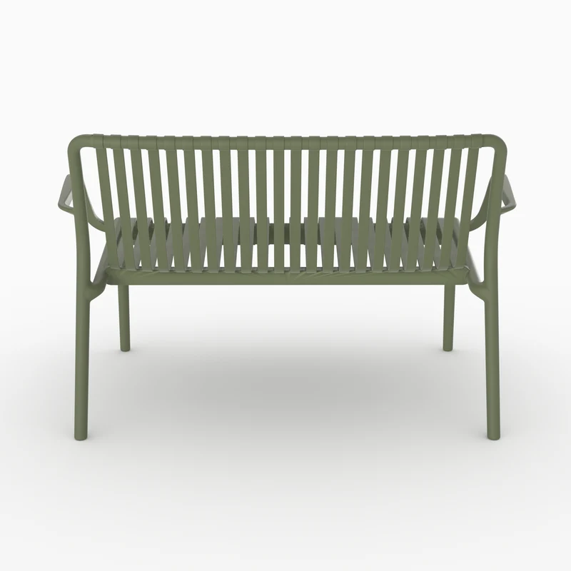 Banquette de jardin Ivy en plastique vert kaki 2 places