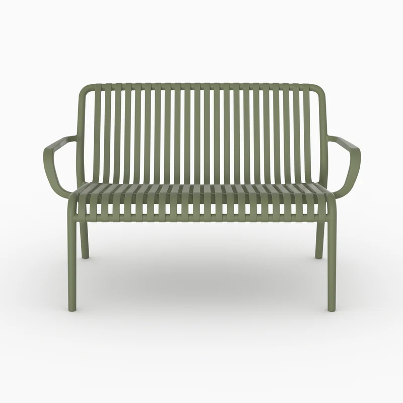 Banquette de jardin Ivy en plastique vert kaki 2 places