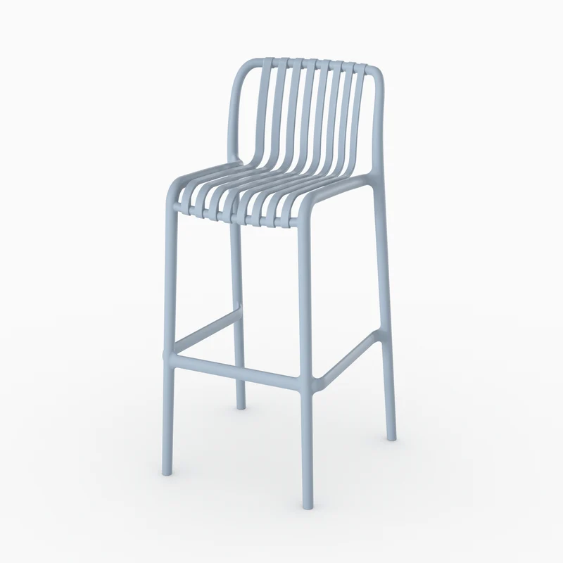 Lot de 2 chaises de bar de jardin Duli 76 cm en plastique bleu pastel