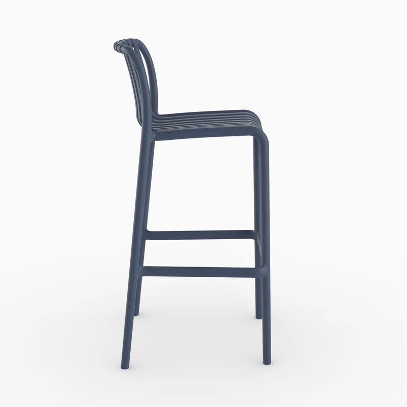 Lot de 2 chaises de bar de jardin Duli 76 cm en plastique bleu marine
