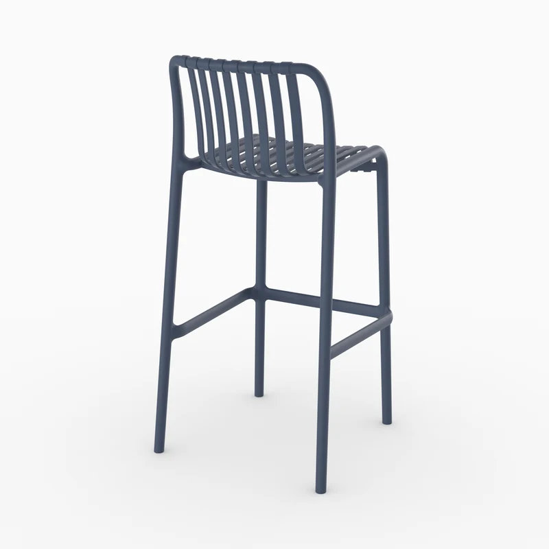 Lot de 2 chaises de bar de jardin Duli 76 cm en plastique bleu marine