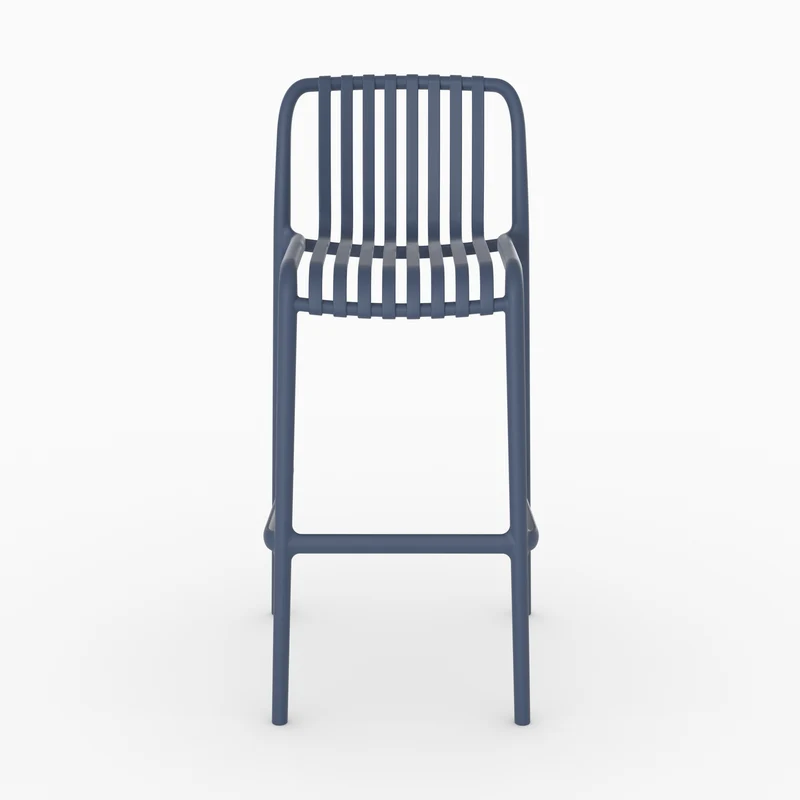 Lot de 2 chaises de bar de jardin Duli 76 cm en plastique bleu marine