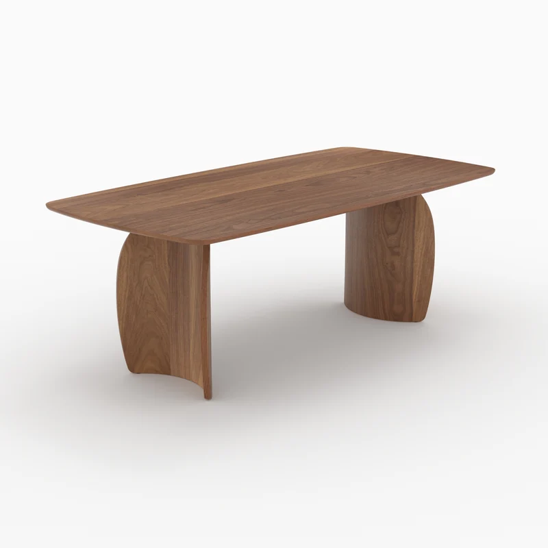 Table rectangulaire Asma 6 places en bois contreplaqué et placage en noyer