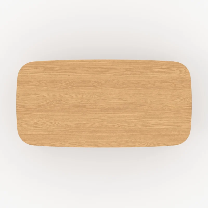 Table rectangulaire Paula 6 places en bois d'hévéa massif et placage en chêne