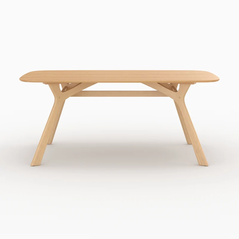 Table rectangulaire Paula 6 places en bois d'hévéa massif et placage en chêne