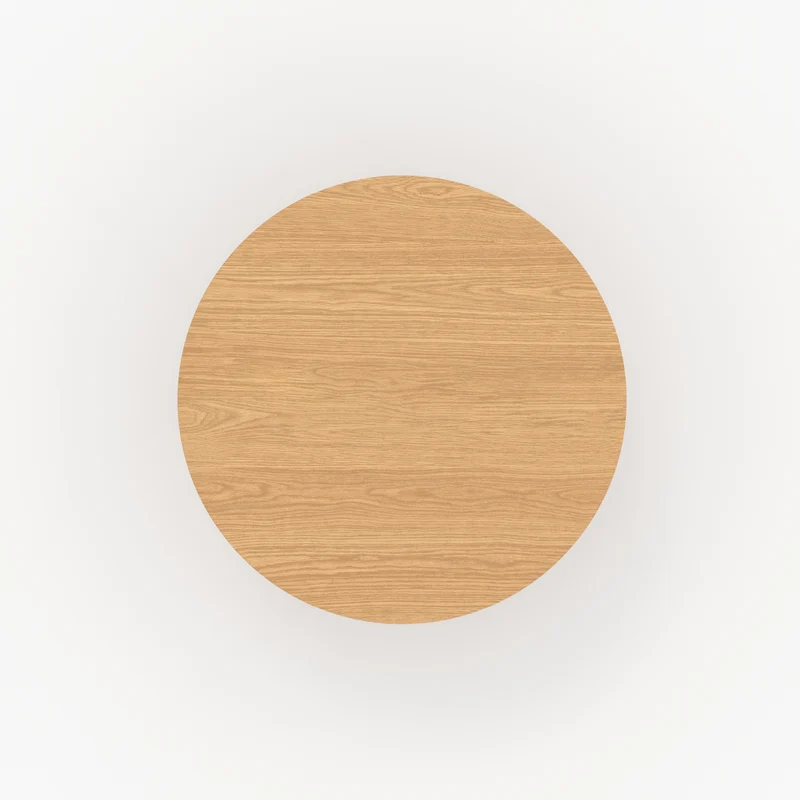 Table ronde Izzi 4 personnes en bois d'hévéa massif et placage en chêne D120 cm