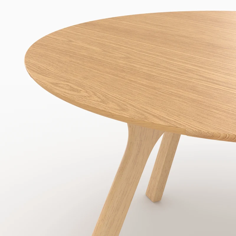 Table ronde Izzi 4 personnes en bois d'hévéa massif et placage en chêne D120 cm