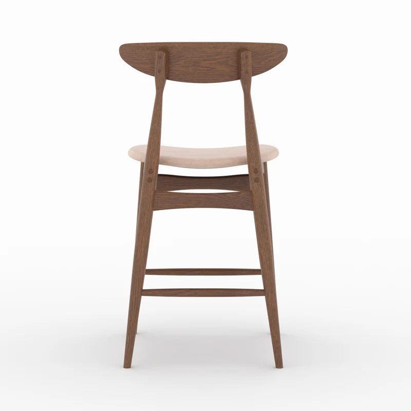 Lot de 2 chaises pour ilot central Josette 63,5 cm en tissu beige et bois d'hévéa foncé