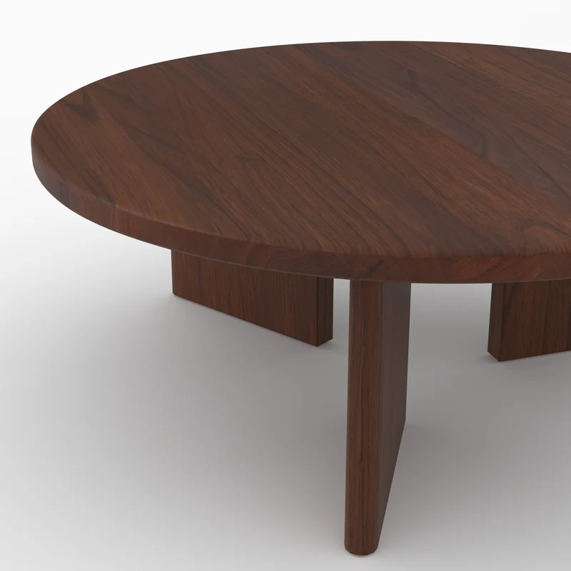 Table basse ronde Galia en bois massif de mindi foncé D80 cm