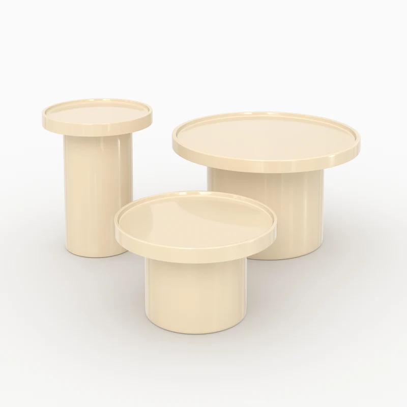 Lot de 3 tables basses Nora laquées blanches en MDF