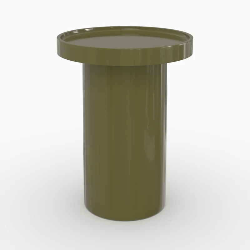 Lot de 3 tables basses Nora laquées blanches, vert olive et rouge foncé en MDF