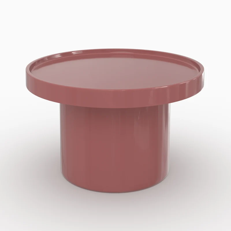 Lot de 3 tables basses Nora laquées blanches, vert olive et rouge foncé en MDF