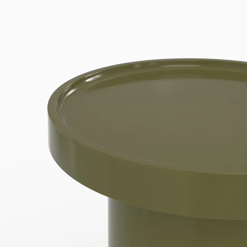 Lot de 3 tables basses Nora laquées blanches, vert olive et rouge foncé en MDF