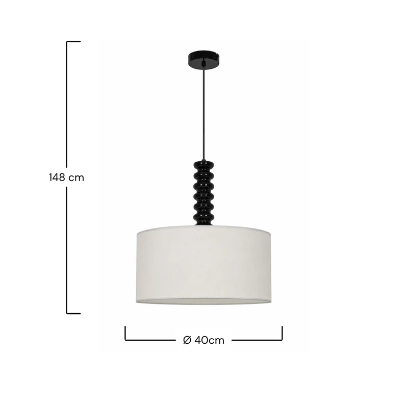 Suspension Ravel en tissu blanc et métal 40 cm