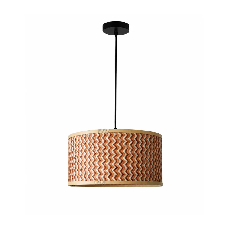 Suspension Phil en bambou tressé crème et marron 50 cm